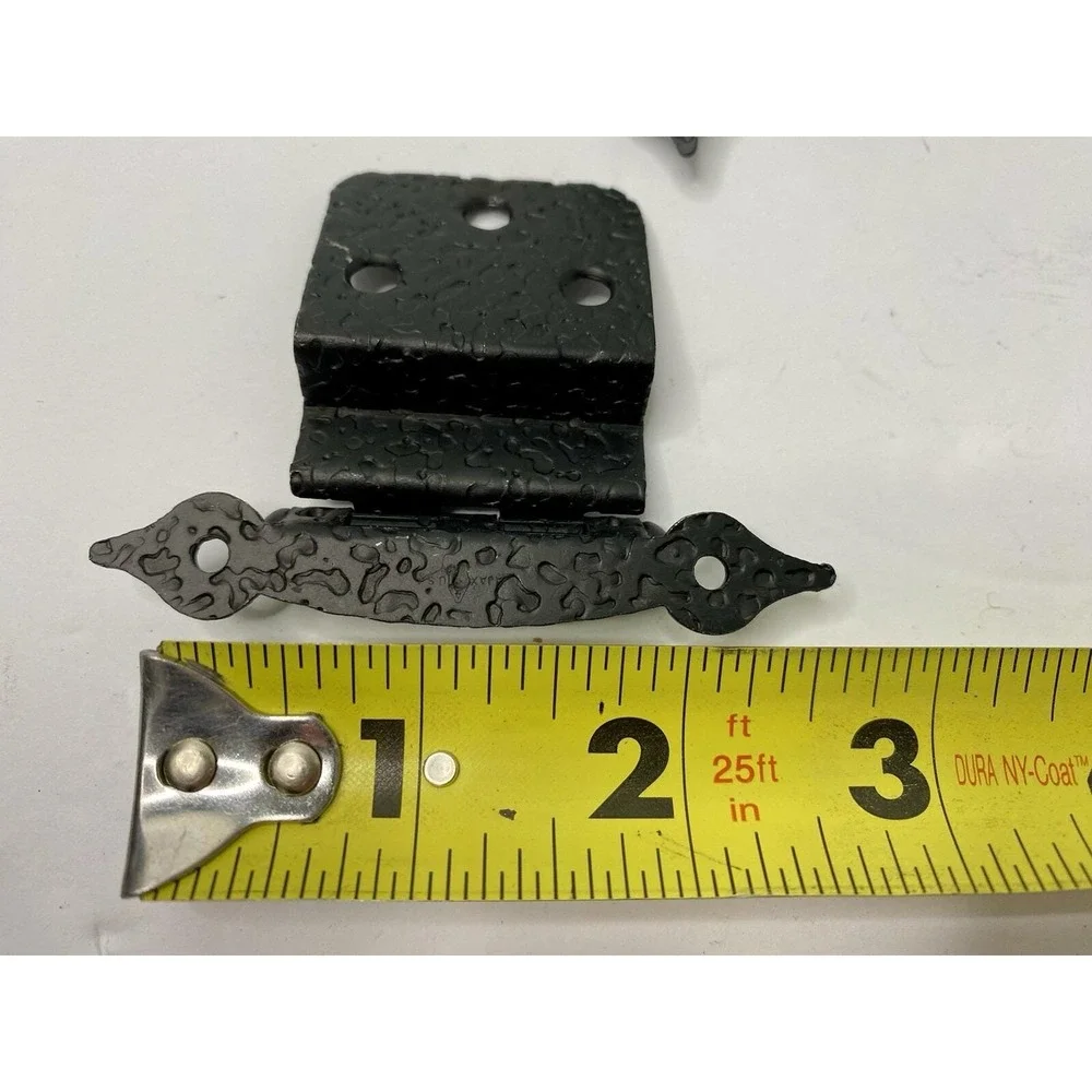 Colonial Black Hammered Metal Cabinet Door Hinges Lot Of 4 No Screws
